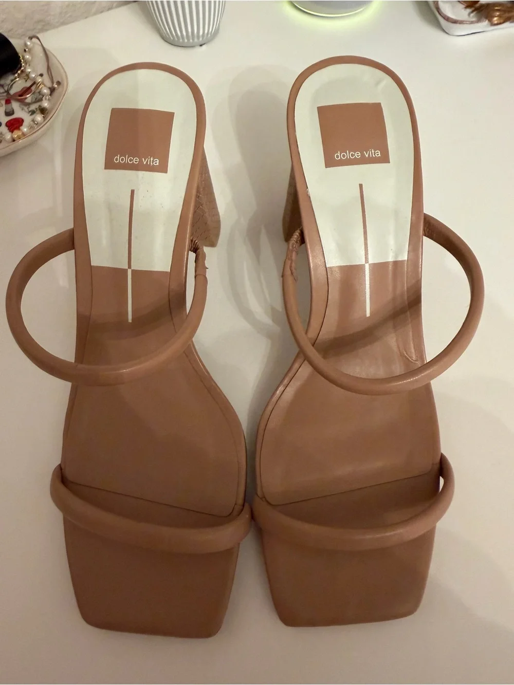 Dolce Vita Tan Circular Strap Block Heel Sandals